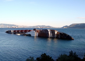 Sunken ship near Elefsina, Greece