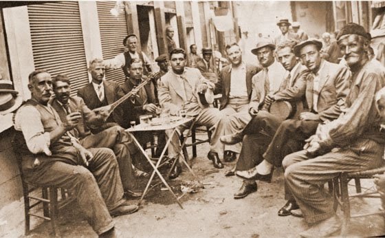 Greek Music: Rembetika musicians in Pireaus