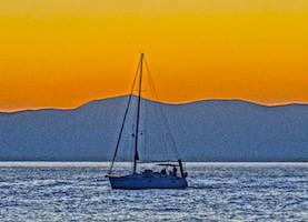 Sailboat in winter